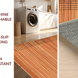 Ultra Soft Area Rug, Non Slip, Stain Resistant, Washable Area Rugs for Living Room, Bedroom, Vibrant Autumn Tiled Motif(Orange)