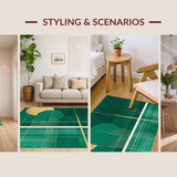 Ultra Soft Area Rug, Non Slip, Stain Resistant, Washable Area Rugs for Living Room, Bedroom, Artistic Emerald Green Trellis Style(Green)