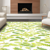Ultra Soft Area Rug, Non Slip, Stain Resistant, Washable Area Rugs for Living Room, Bedroom, Lush Botanical Leaf Motif(White)