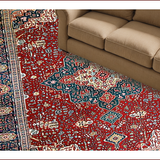 Ultra Soft Area Rug, Non Slip, Stain Resistant, Washable Area Rugs for Living Room, Bedroom, Vibrant Boho Tiled Arrangement(Red)
