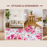 Ultra Soft Area Rug, Non Slip, Stain Resistant, Washable Area Rugs for Living Room, Bedroom, Trendy Symmetrical Modern Motif(Pink)