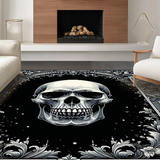 Ultra Soft Area Rug, Non Slip, Stain Resistant, Washable Area Rugs for Living Room, Bedroom, Chic Monochrome Skull Pattern(Gray)