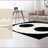 Ultra Soft Area Rug, Non Slip, Stain Resistant, Washable Area Rugs for Living Room, Bedroom, Modern Circular Living Room Washable Accent Rug(Black)