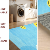 Ultra Soft Area Rug, Non Slip, Stain Resistant, Washable Area Rugs for Living Room, Bedroom, Lighthearted Cartoonish Graphic Motif(Blue)