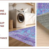Ultra Soft Area Rug, Non Slip, Stain Resistant, Washable Area Rugs for Living Room, Bedroom, Chic Distressed Medallion Aesthetic(Purple)