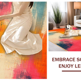 Ultra Soft Area Rug, Non Slip, Stain Resistant, Washable Area Rugs for Living Room, Bedroom, Modern Colorful Textured Waves(Orange)