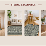 Ultra Soft Area Rug, Non Slip, Stain Resistant, Washable Area Rugs for Living Room, Bedroom, Boho Black and Ivory Meditation Space Rug(Black)