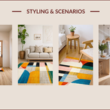Ultra Soft Area Rug, Non Slip, Stain Resistant, Washable Area Rugs for Living Room, Bedroom, Vibrant Abstract Curvilinear Artistry(Yellow)