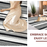 Ultra Soft Area Rug, Non Slip, Stain Resistant, Washable Area Rugs for Living Room, Bedroom, Contemporary Linear Art Rug with Striped Motif and Monochrome Appeal(Black)