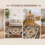 Ultra Soft Area Rug, Non Slip, Stain Resistant, Washable Area Rugs for Living Room, Bedroom, Rustic Southwestern Ethnic Motif(Brown)