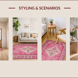 Ultra Soft Area Rug, Non Slip, Stain Resistant, Washable Area Rugs for Living Room, Bedroom, Vibrant Hot Pink Rustic Style(Pink)