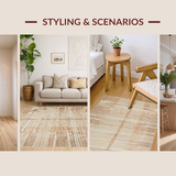 Ultra Soft Area Rug, Non Slip, Stain Resistant, Washable Area Rugs for Living Room, Bedroom, Rustic Neutral Woven Texture(Beige)
