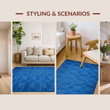 Ultra Soft Area Rug, Non Slip, Stain Resistant, Washable Area Rugs for Living Room, Bedroom, Cobalt Bow Scalloped Rug: Decorative Bowknot Floor Mat(Blue)