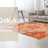 Ultra Soft Area Rug, Non Slip, Stain Resistant, Washable Area Rugs for Living Room, Bedroom, Chic Vintage Ogee Style Runner(Orange)