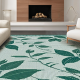 Ultra Soft Area Rug, Non Slip, Stain Resistant, Washable Area Rugs for Living Room, Bedroom, Dark Green Organic Leaf Motif(Gray)