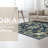 Ultra Soft Area Rug, Non Slip, Stain Resistant, Washable Area Rugs for Living Room, Bedroom, Classic Tiled Floral Presentation(Blue)