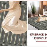 Ultra Soft Area Rug, Non Slip, Stain Resistant, Washable Area Rugs for Living Room, Bedroom, Chic Black Ivory Trellis Aesthetic(Gray)