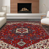 Ultra Soft Area Rug, Non Slip, Stain Resistant, Washable Area Rugs for Living Room, Bedroom, Transitional Bold Diamond Texture(Red)