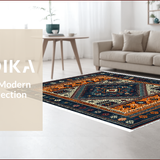 Ultra Soft Area Rug, Non Slip, Stain Resistant, Washable Area Rugs for Living Room, Bedroom, Boho Tribal Low Pile Bedroom Non-Slip Carpet(Black)
