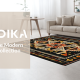 Ultra Soft Area Rug, Non Slip, Stain Resistant, Washable Area Rugs for Living Room, Bedroom, Boho Luxe Aztec Geometry(Black)