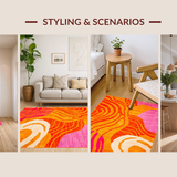 Ultra Soft Area Rug, Non Slip, Stain Resistant, Washable Area Rugs for Living Room, Bedroom, Energetic Modern Artistic Approach(Orange)
