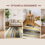 Ultra Soft Area Rug, Non Slip, Stain Resistant, Washable Area Rugs for Living Room, Bedroom, Artistic Textured Linear Design(Gold)
