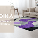 Ultra Soft Area Rug, Non Slip, Stain Resistant, Washable Area Rugs for Living Room, Bedroom, Sophisticated Grey and Purple Fusion(Purple)