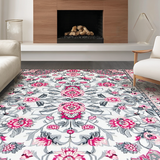 Ultra Soft Area Rug, Non Slip, Stain Resistant, Washable Area Rugs for Living Room, Bedroom, Retro Textured Geometric Elegance(White)