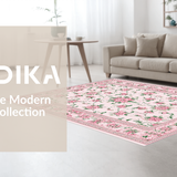 Ultra Soft Area Rug, Non Slip, Stain Resistant, Washable Area Rugs for Living Room, Bedroom, Lively Colorful Garden Aesthetic(Pink)