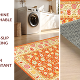 Ultra Soft Area Rug, Non Slip, Stain Resistant, Washable Area Rugs for Living Room, Bedroom, Whimsical Yellow Flower Aesthetic(Orange)