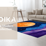 Ultra Soft Area Rug, Non Slip, Stain Resistant, Washable Area Rugs for Living Room, Bedroom, Dynamic Nebula Inspired Design(Orange)