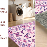 Ultra Soft Area Rug, Non Slip, Stain Resistant, Washable Area Rugs for Living Room, Bedroom, Stylish Transitional Pink Insect Pattern(Pink)