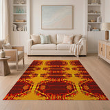 Fiery Red Geometric Diamond Pattern Area Rug