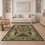Green Southwestern Geometric Area Rug