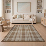Brown Tan Plaid Rustic Area Rug