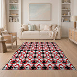 Red Black Tribal Geometric Area Rug