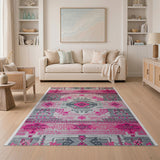 Pink Grey Heritage Tribal Area Rug