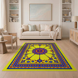 Traditional Persian Multi-color and Patterns Vibrant Yellow Persian Medallion Area Rug
