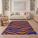 Bold Orange Blue Tiger Stripe Area Rug