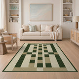 Modern Geometric Green and Beige Area Rug