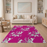 Vibrant Pink Hibiscus Floral Area Rug