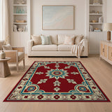 Red Persian Star Medallion Area Rug