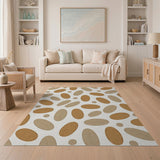 Rustic Tan Wood Slice Pattern Area Rug
