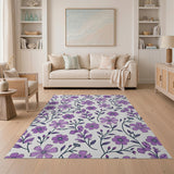 Purple Purple Floral Bloom Area Rug