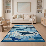 Playful Whale Ocean Kids Area Rug