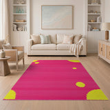 Playful Pink Yellow Circle Area Rug