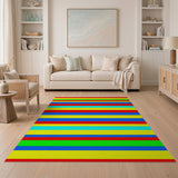 Multi-color and Patterns Vibrant Multi-Color Stripe Area Rug