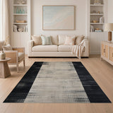 Black White Asymmetrical Stripe Area Rug