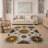 Gold and Silver Golden Starburst Geometric Area Rug