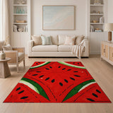 Pixelated Watermelon Fruit Pattern Area Rug